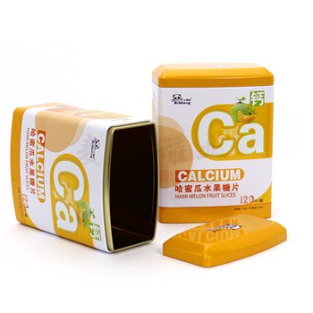 哈密瓜钙片铁盒|方形马口铁盒定制|精美钙片铁盒包装