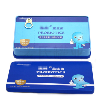 供应益生菌粉铁罐|长方形水苏糖复合粉铁盒|保健品马口铁罐