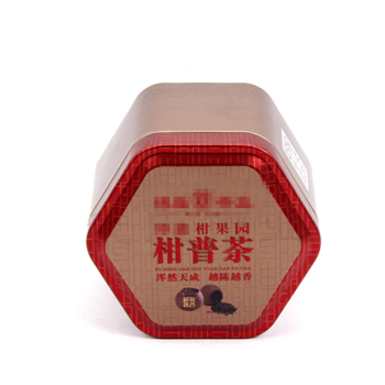 供应柑普茶叶铁罐 小青柑茶饼铁盒 迷你六角茶叶罐订做 