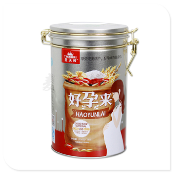 圆形五谷杂粮铁罐|500克带锁扣农产品盒|广东铁盒厂家