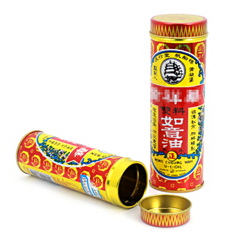 圆形如意油铁罐_活络油医药马口铁罐